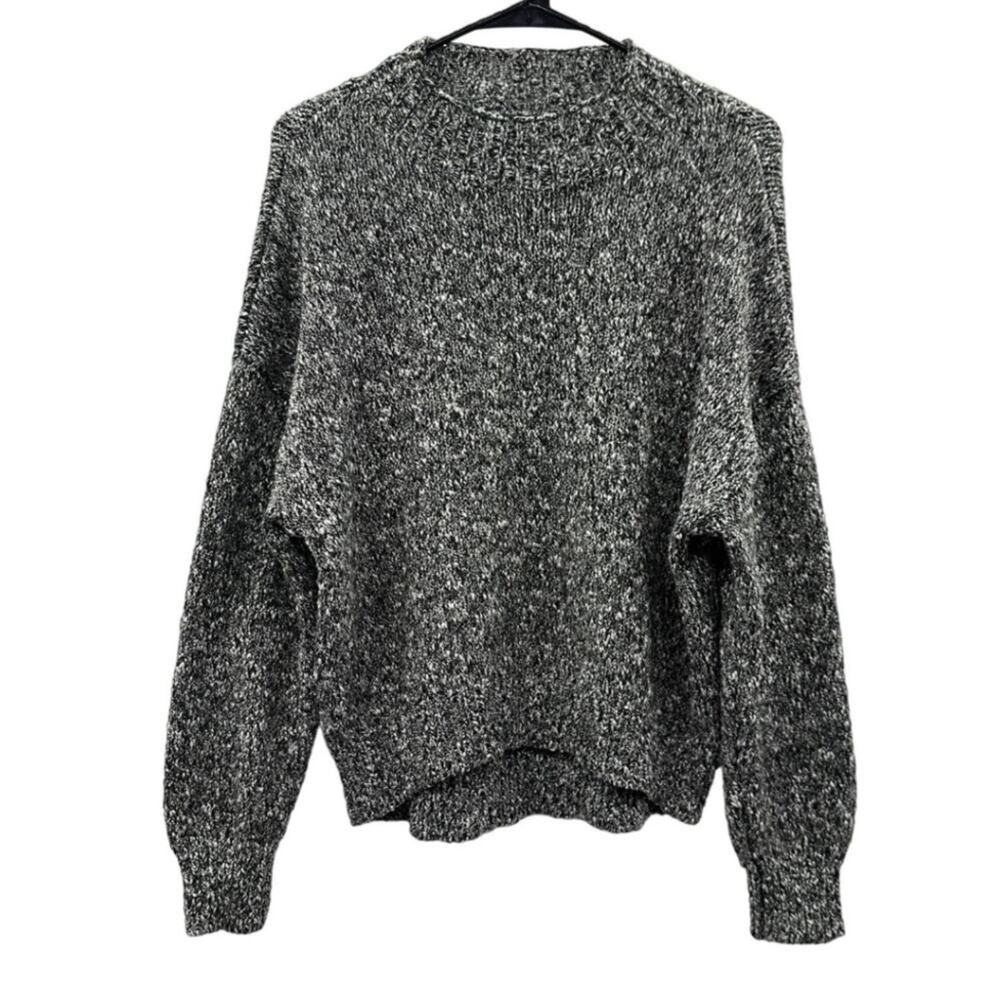 Jones New York Black & White Chunky Knit Long Sleeve Mock Neck Sweater Size M
